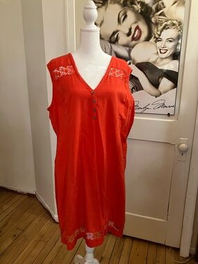 2/35$ Bright Red Sleeveless Lace-Trim Dress